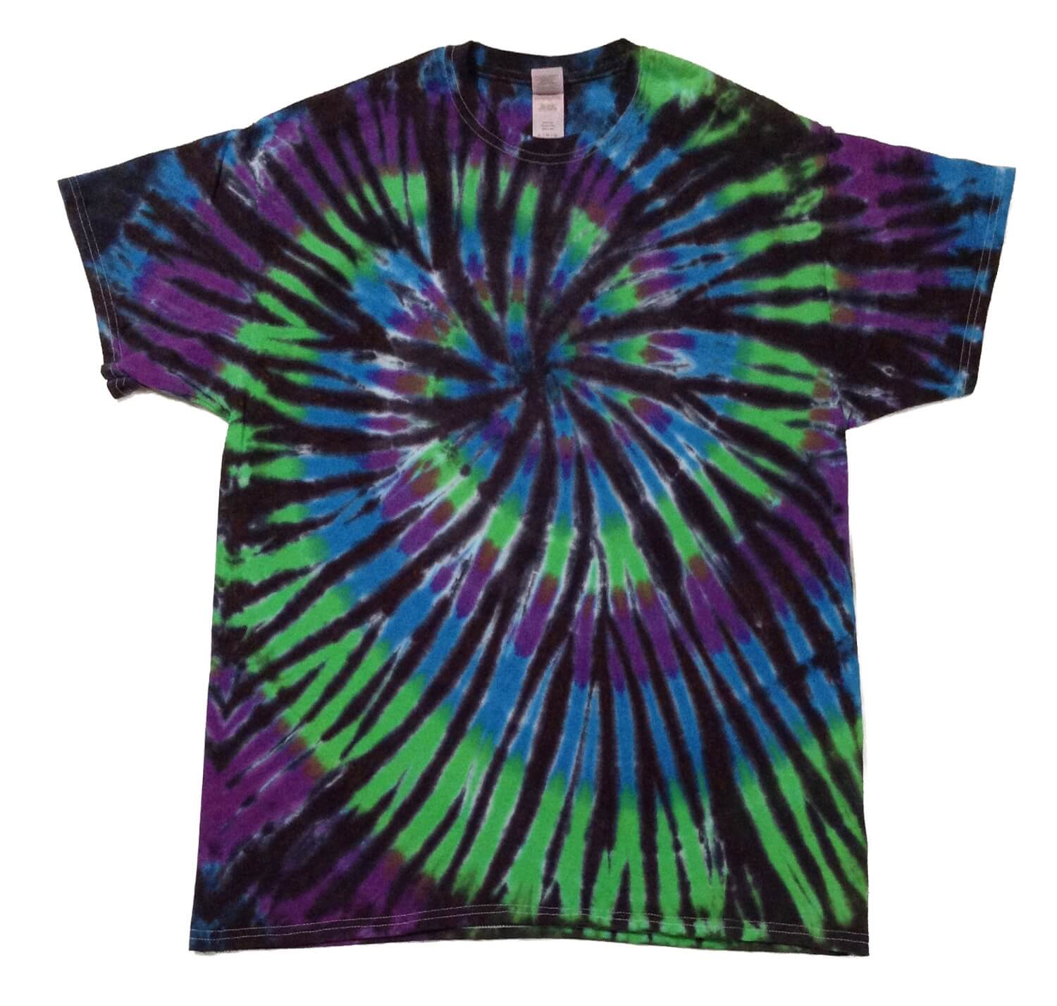 Cool Tie Dye Shirt, Green Purple Black Tie Dye Shirt, Green Purple